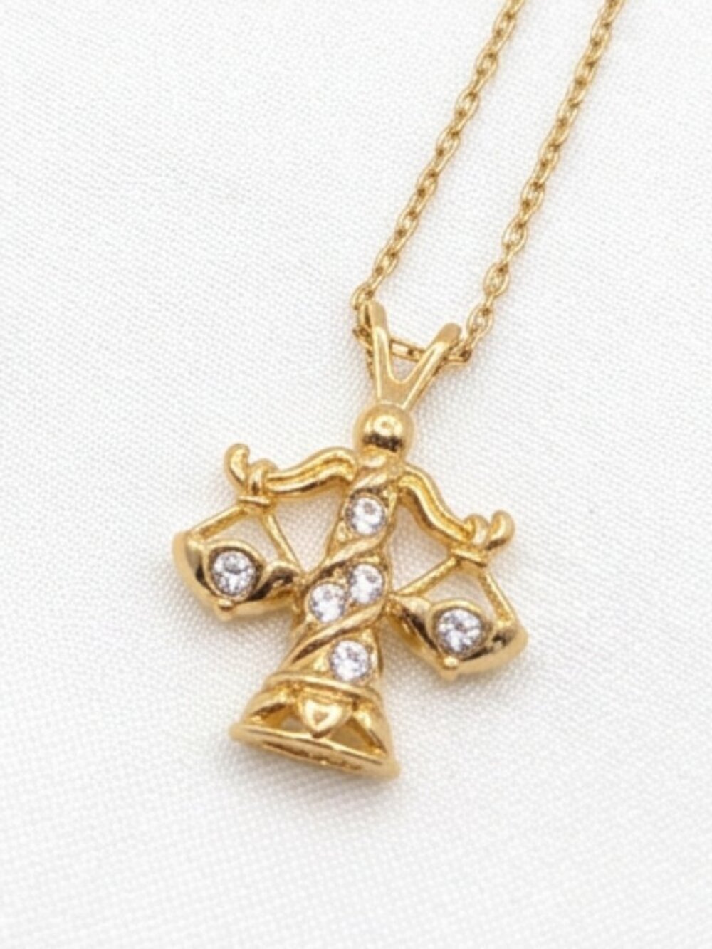 Vintage Avon Libra Zodiac Pendant Necklace - Gold Tone Scales of Justice